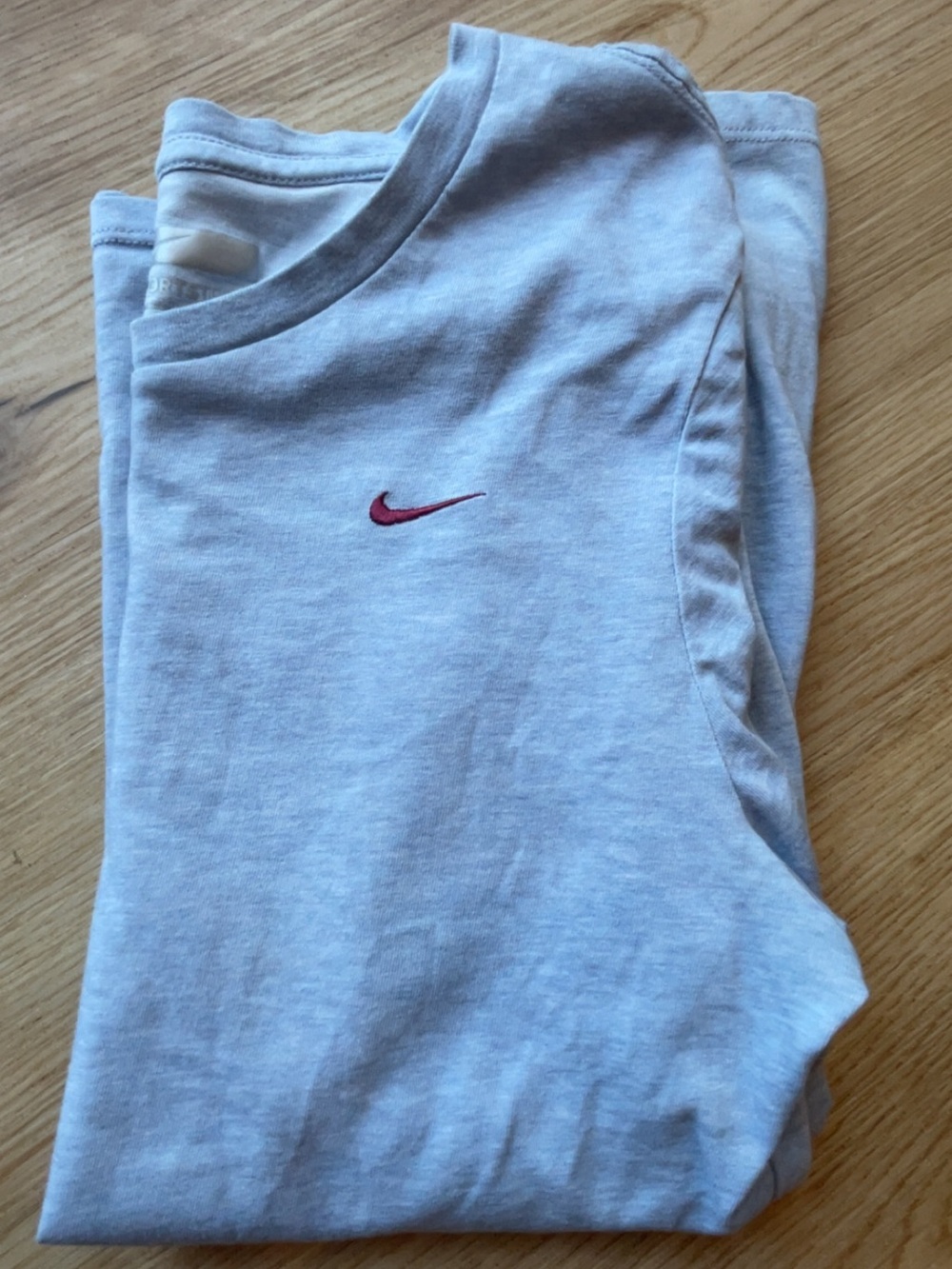 Nike Light light blue Long Sleeve Tee with Small Red Swoosh